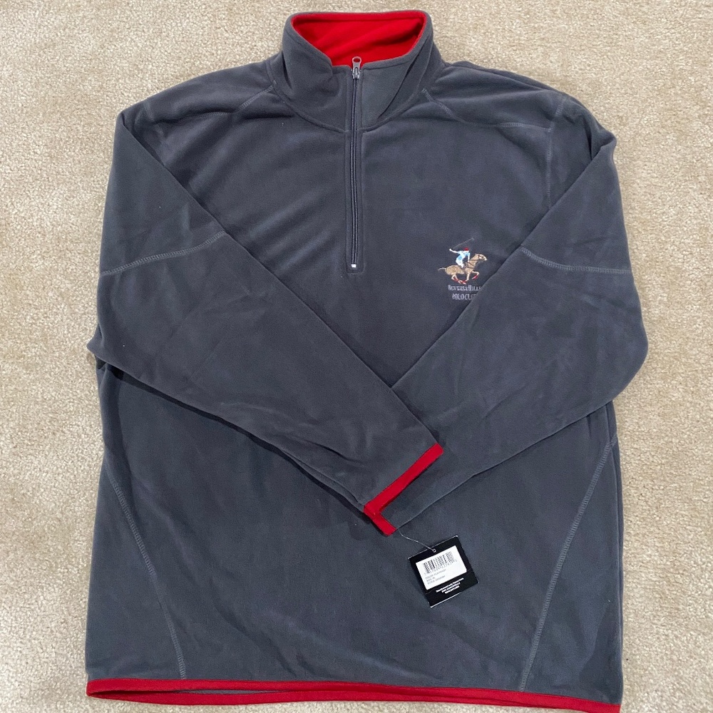 Beverly Hills Polo Club Grey Red Sweater XL NWT